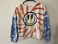 GAP Kids Size M White Multicolor Smiley Face Crew Neck Pullover Sweater