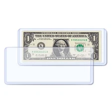25 Pack Hard Plastic Clear Money Holder Bill Money Top-Load Sleeves Display
