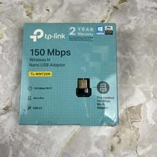TP-Link TL-WN725N 150Mbps Wireless Nano USB 2.0 WiFi Network Adapter Dongle Used