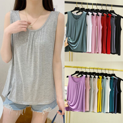 Women's Sleeveless Blouse T-Shirt Ladies Summer Tops Cami Vest Tank Plus Size ！