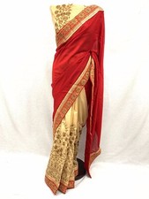 Indischer pakistanischer Sari Bollywood halb & halb Seidensari Braut Partykleidung UK