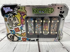 TECH DECK KROOKED 10 SKATEBOARDS w/ DOUBLE SIDED METAL TIN CASE 2009 VGC!