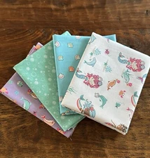 4 Fat Quarters Riley Blake "Mer-Mazing" Mermaids Quilt Cotton