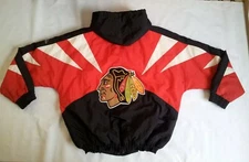 VTG RARE APEX ONE CHICAGO BLACKHAWKS "SHARK TOOTH" FULL ZIPP JACKET SIZE L