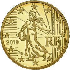 [#184226] France, 10 Euro Cent, 2010, Paris, BE, MS(65-70), Brass, KM:1410