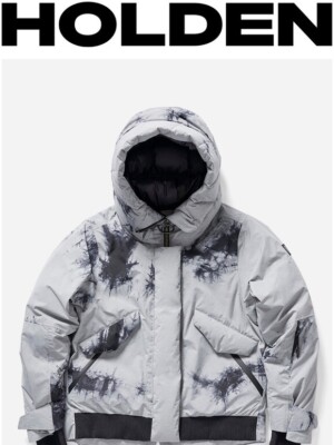 NEW $850 HOLDEN CROPPED DOWN ALPINE JACKET - SIZE MEDIUM BLK TIE DYE Z164-30