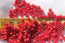 6/0 Vintage French Opaque Dark Red 3 Glass Seed Beads Crafts Jewelry /1oz