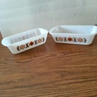 RARE Vintage Glasbake Set of 2 Bread Loaf Pan/Dishes J-522 Retro 70s Pattern USA