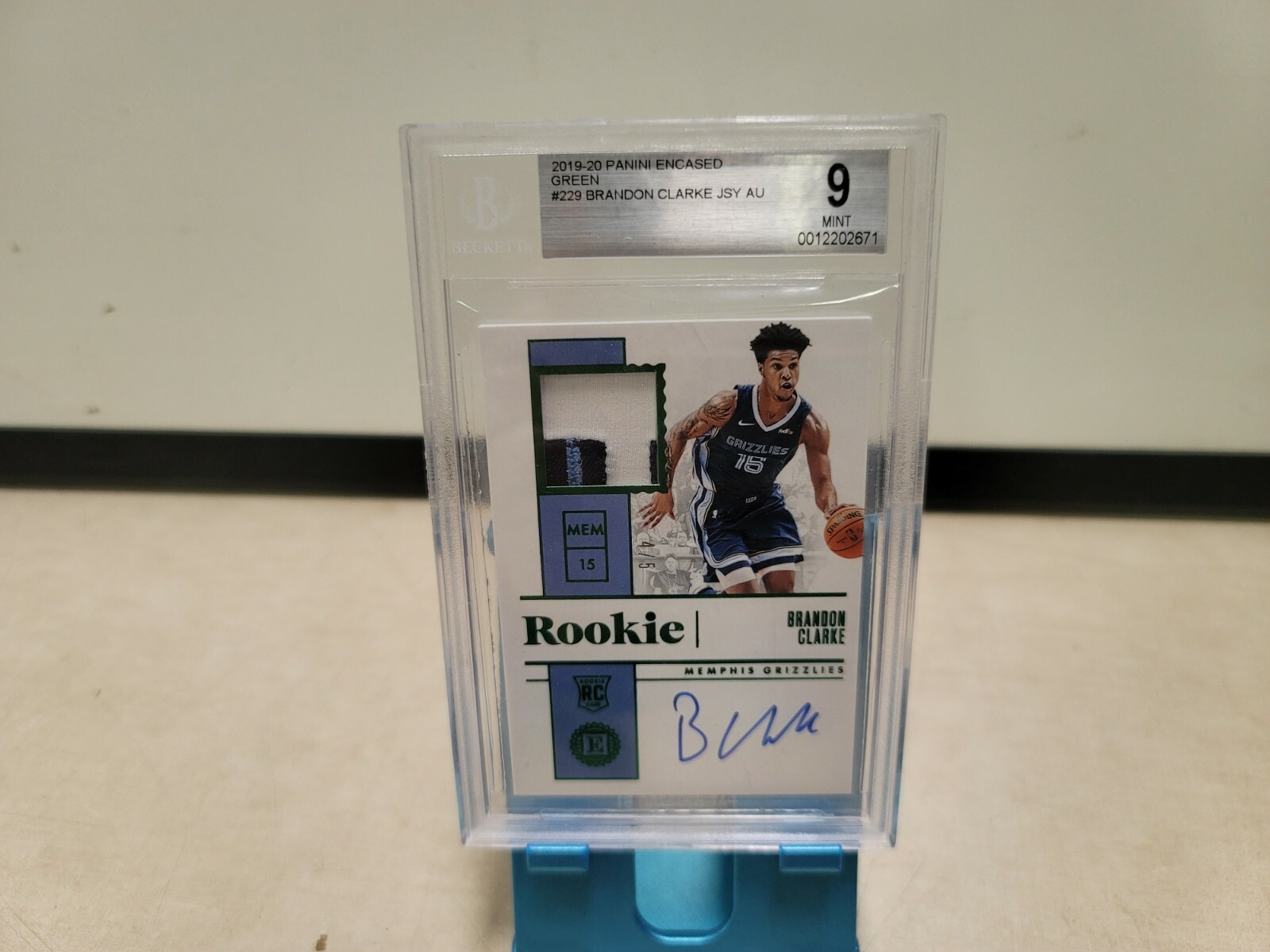 2019-20 ENCASED BRANDON CLARKE AUTO PATCH GREEN /5 BGS 9 / 10 T4643