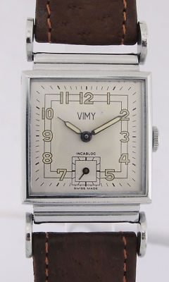 VIMY ART DECO FLEXIBLE LUGS  VERCHROMTE HERREN-ARMBANDUHR AUS DEN 30er JAHREN
