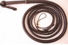 Genuine Cow Hide Leather 10 Feet Long,12 Plaited Durable Dark Brown BullWhip