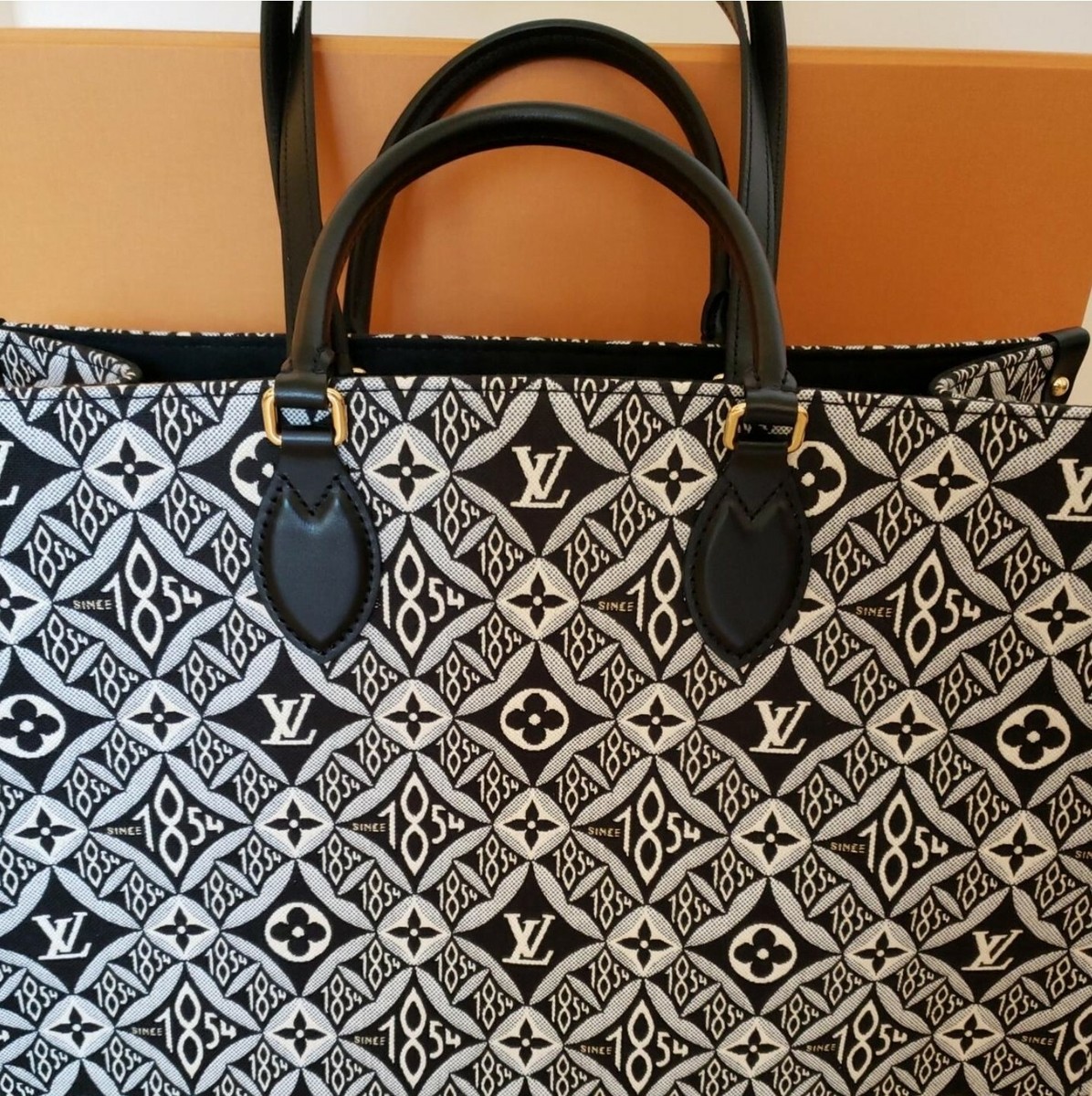 Louis Vuitton Black and Grey Monogram Jacquard Since 1854 OnTheGo GM Gold Hardware, 2020 (Like New), Womens Handbag