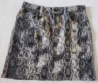 Zara Basic Z1975 Denim Size S Waist 28'' Snake Print Mini Skirt 