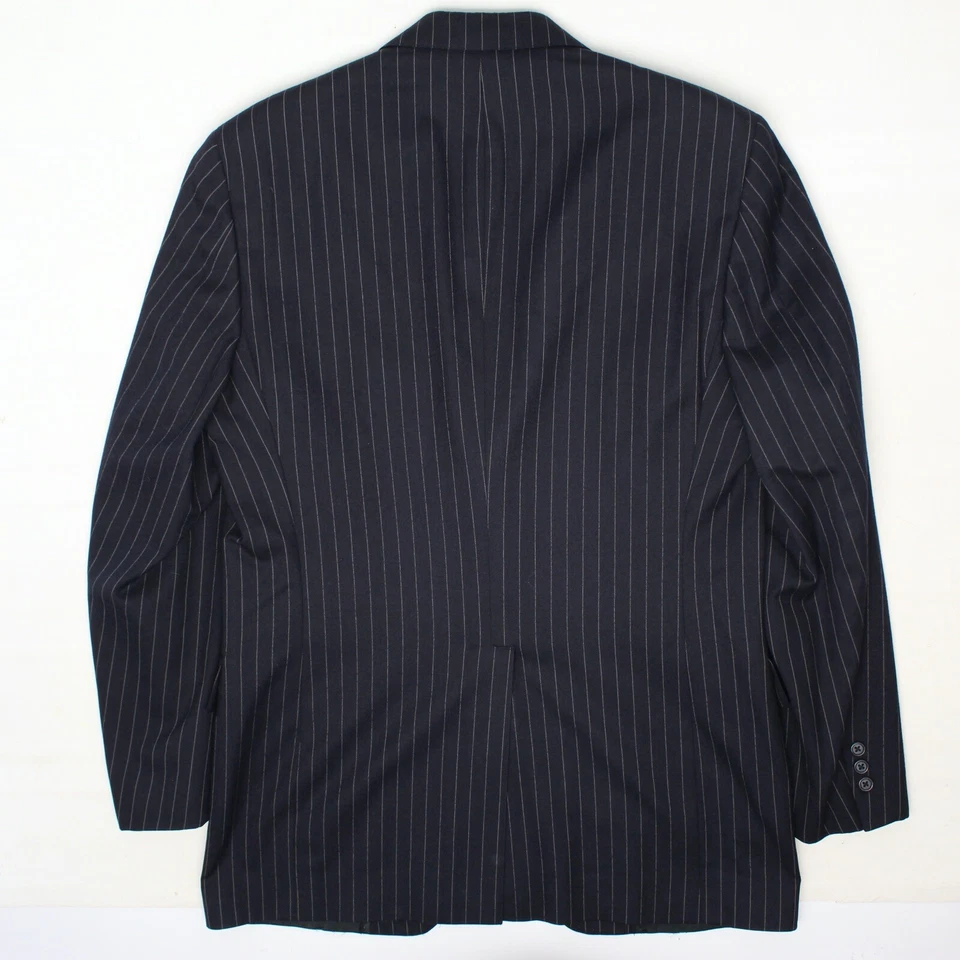 Calça jaqueta de lã listra branca azul marinho terno masculino J Press Presstige 42L 32x33  - Imagem 2 de 4