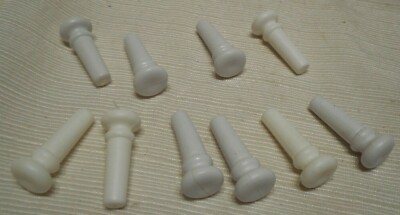 10 New Oldstock Plastic  crem color,  Off White Acoustic Guitar Strap Pins