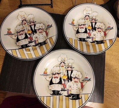 SET OF 3 ~ HD Designs - Le Chef - 8 1/2  Salad  Plates