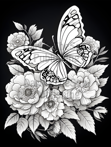 Botanical Butterflies Vol 1 Adult Coloring Book - 50 grayscale images. - Picture 7 of 9