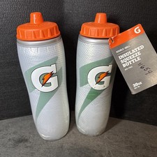 Gatorade 30oz Insulated Squeeze Water Bottle Silver  Pack of 2 