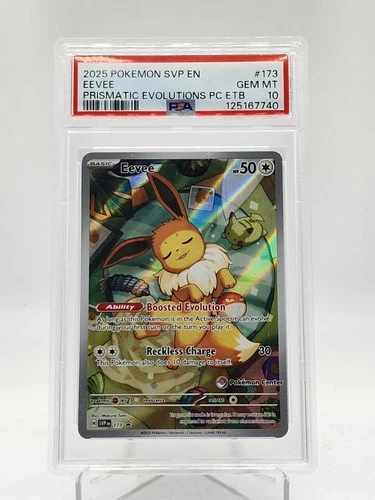 EEVEE 2025 POKEMON SVP EN #173 PRISMATIC EVOLUTIONS POKEMON CENTER PSA 10 Q0895