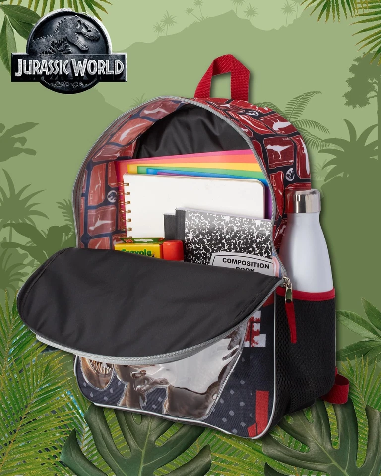 Jurassic Park Boys and Girls Backpack - 16" 3D Dinosaur Elementary School Bookba - Image 2 of 4
