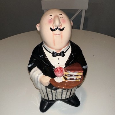 Certified International Tracy Flickinger Chef Butler Striped Cookie Jar w/ Lid