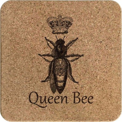 Quadratischer Korkuntersetzer/Topfständer ''Bienenkönigin'' (TR00027565)