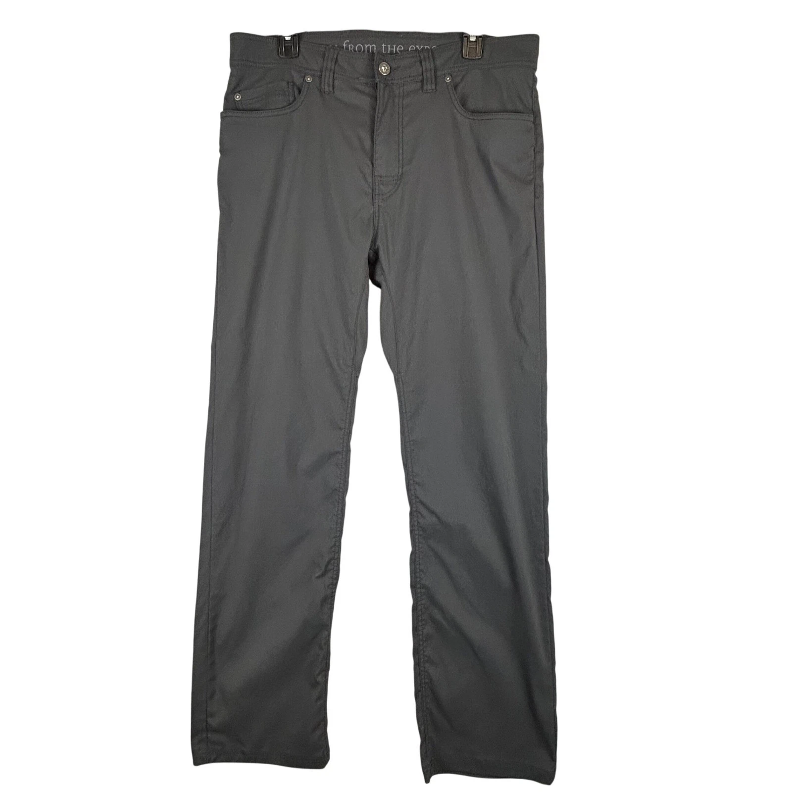 Prana Brion Mens 36x32 Charcoal Gray Stretch Hiking Pants Straight L