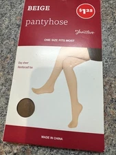 Juncture  Pantyhose Beige One Size Fits Most NWOT Sheer Reinforced Toe Free Ship