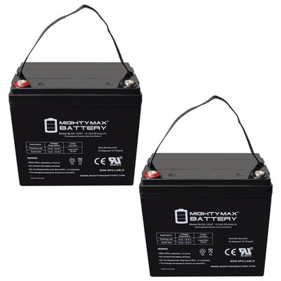 Mighty Max 12V, 55Ah, INT Terminal, Battery Replaces Unicell TLA12500 - 2 Pack