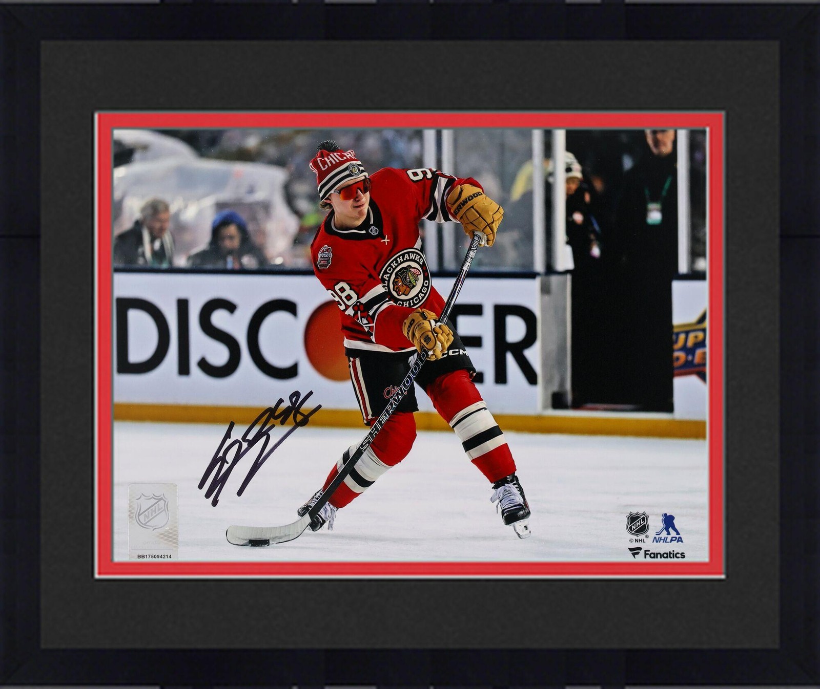 Connor Bedard Autographed Signed Chicago Blackhawks Framed 8x10 2025 Winter Classic Photo 