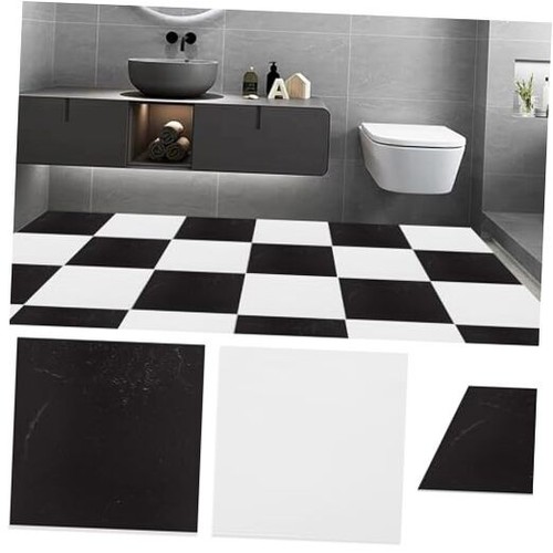 20PCS Vinyl Flooring Peel and Stick Floor Tile/Coverings Black and ...
