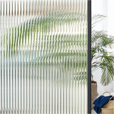 Window Privacy Film Reeded Glass, Frosted 3D Fluted Glass Window Cling, Adhesive
