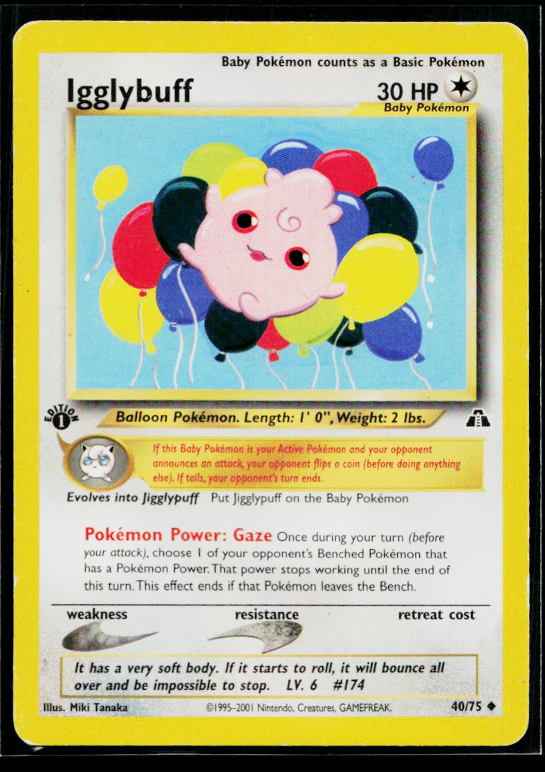 Igglybuff 40/75 Uncommon Neo Discovery Pokemon 1st Edition Moderately Played