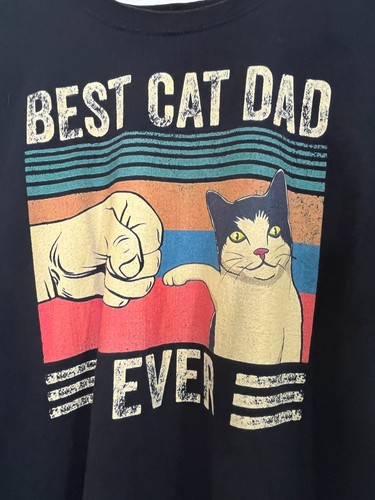 Best Cat Dad Funny Mens T Shirt Regular Fit Cotton Tee - Picture 3 of 4
