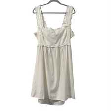 REFORMATION Liah Dress XL Off White Keyhole Cutout Back Ruffle Vacation Romantic