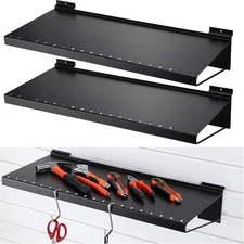 Suzile 2 Pcs Slatwall Shelves, 24" x 10" Metal Heavy Duty Wall... 