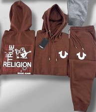 True Religion Brown Hoodie  Sweatpants Tracksuit Set Size Small