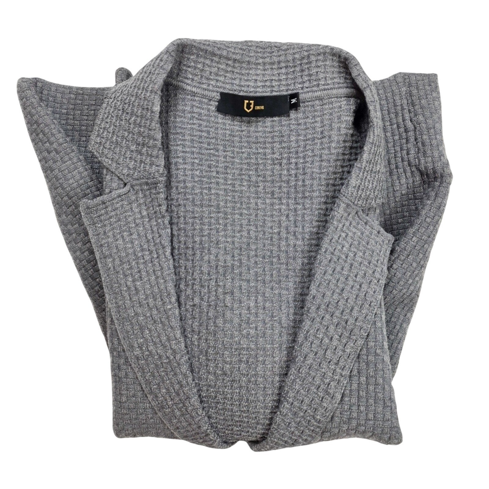 Confar Gray Button Front Pockets Waffle Knit Card… - image 3