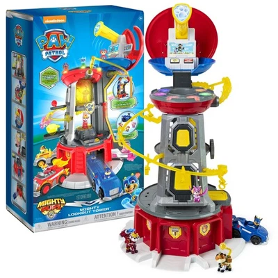 Paw Patrol, Mighty Lookout Tower with 4 Exclusive Bonus Action Figures, Toy Car,
