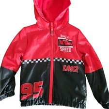 NEW DISNEY Lightning McQueen Cars Movie Themed Wind Rain Resitant Jacket 4T.