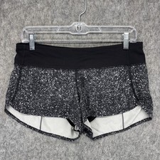 Lululemon Speed Up Shorts Women's 6 x 2.5" Black Splatter Low Rise Run Train Gym
