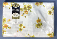 Vintage NOS Pacific Essence of Spring Yellow Floral Twin Sheet Set 4 pc Percale