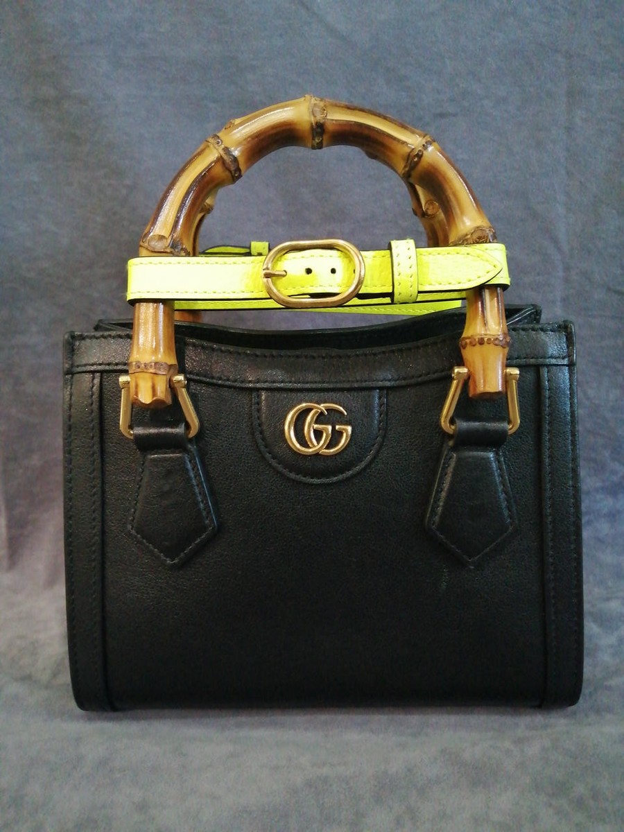 Gucci Bamboo Diana Mini Tote Bag Shoulder Bag Black Leather
