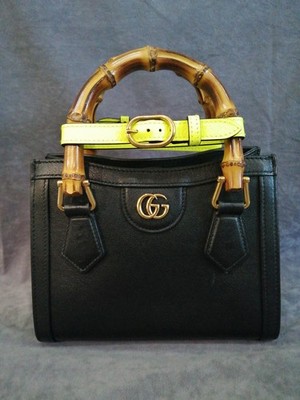 Gucci Bamboo Diana Mini Tote Bag Shoulder Bag Black Leather
