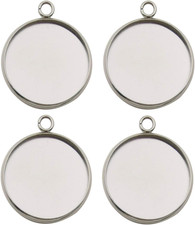 20Pcs Fit 25Mm Stainless Steel round Blank Bezel Pendant Trays Base Cabochon Set