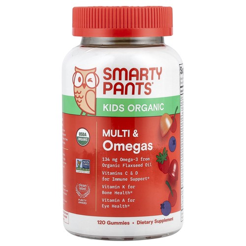 Kids Organic, Multi & Omegas Gummies, Mixed Berry and Cherry, 120 Gummies