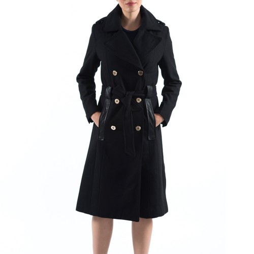 Alpine Swiss Womens Trench Coat Wool Double Breast Jacket Gold Buttons With Belt - Picture 9 of 10