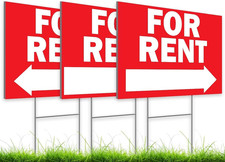 Double Sided Plastic Home for Rent sign - Set of 3 Pieces 12x8 Inch colorfull