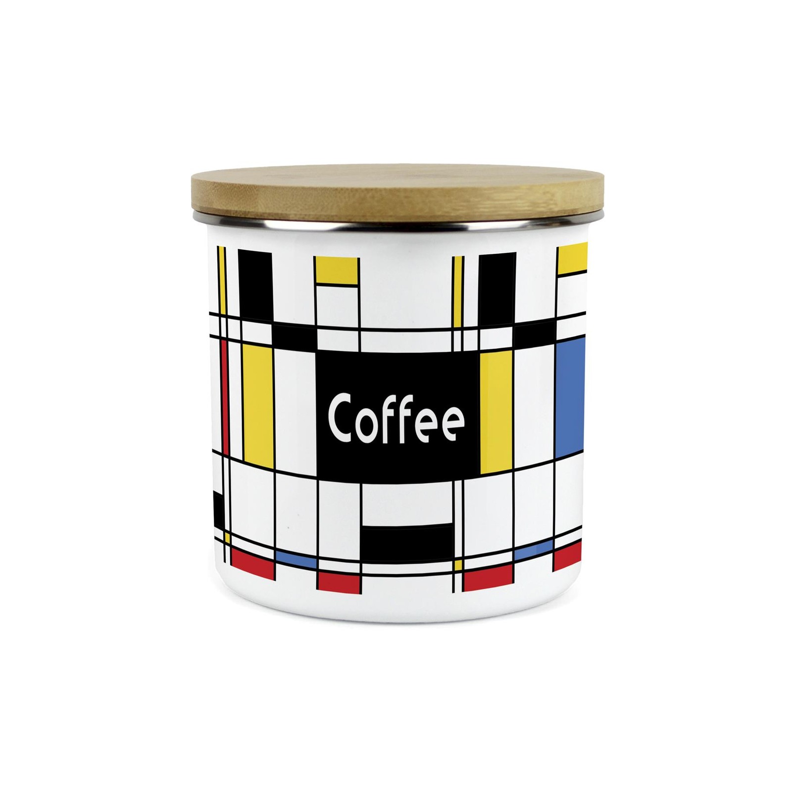 Retro Coffee Canister - Art Deco 1.2L Large Enamel Kitchen Storage Tin