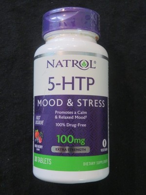 Natrol 5-HTP Mood & Stress 100 mg Extra Strength 30 Tablets Mixed Berry